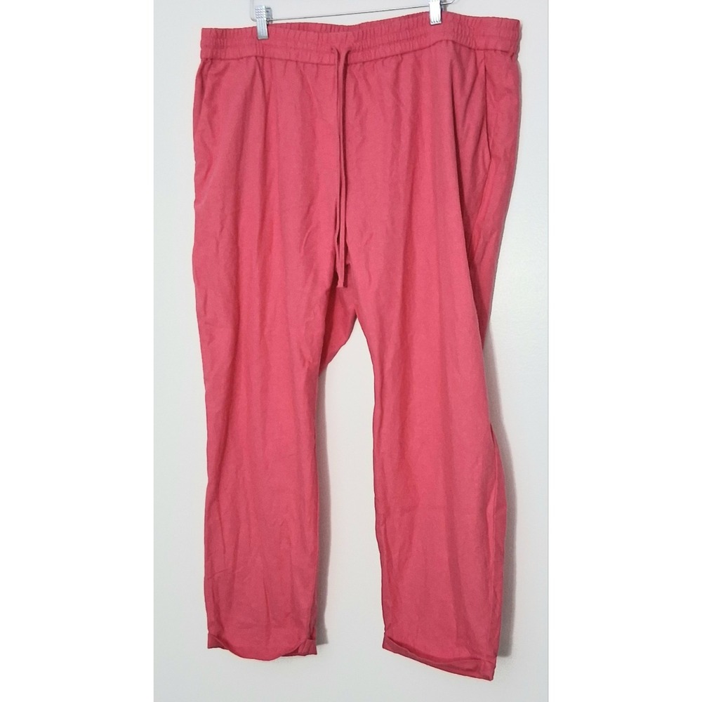 J Crew Factory Pants Women's Size 20T Pink Linen Cotton Blend Tapered Pullon